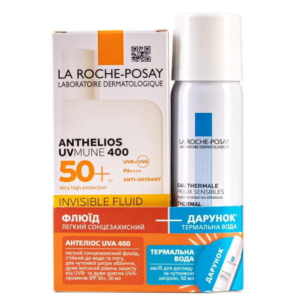 Флюїд La Roche-Posay (Ля Рош-Позе) Anthelios UVA400 SPF50+, 50 мл + термальна вода в подарунок