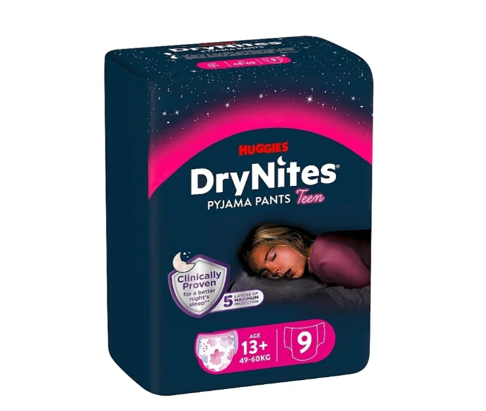 Підгузники-трусики Huggies (Хаггіс) DryNites нічні для дівчаток 13+ років, 9 шт.