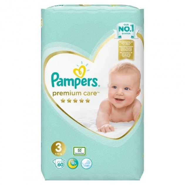Підгузники Памперс Преміум 3 (Pampers Premium Care), від 5 до 9 кг, 60 шт.