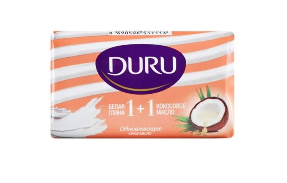 Мило Duru (Дуру) біла глина та олія кокосу 1+1, 80 г