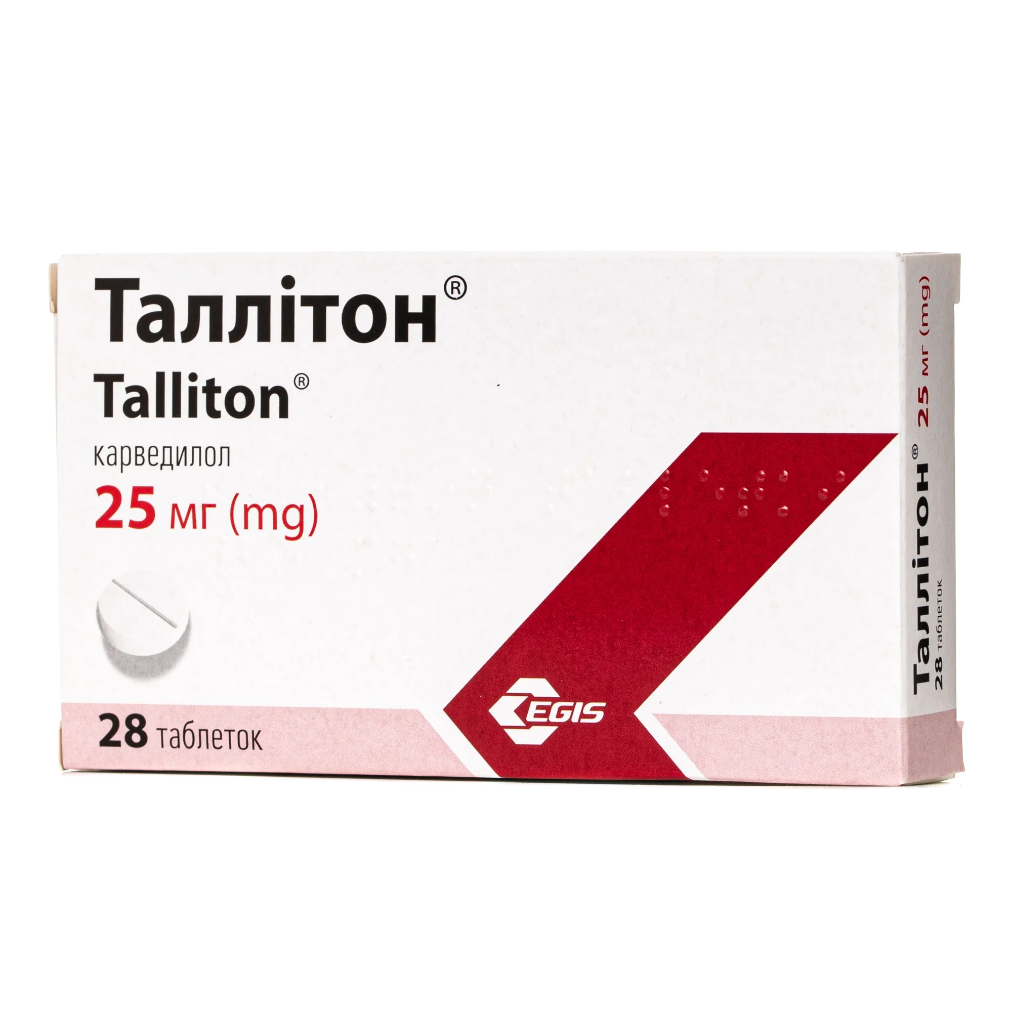Таллітон таблетки по 25 мг, 28 шт.