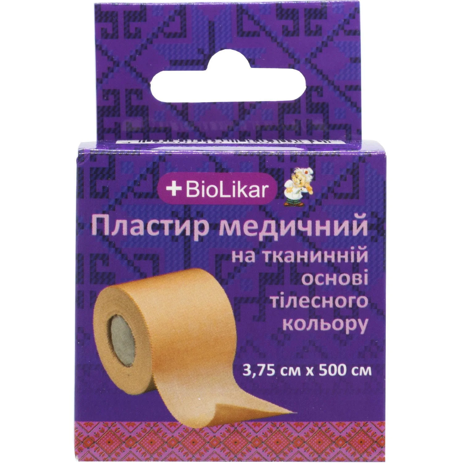 Пластир медичний БіоЛікар (BioLikar) на тканинній основі, тілесного кольору, 3,75 см х 500 см, 1 шт.