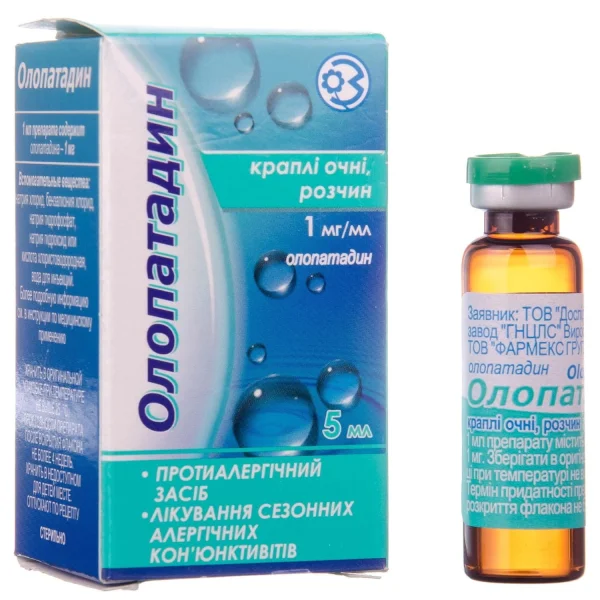 Олопатадин капли глазные раствор 1 мг/мл во флаконе, 5 мл
