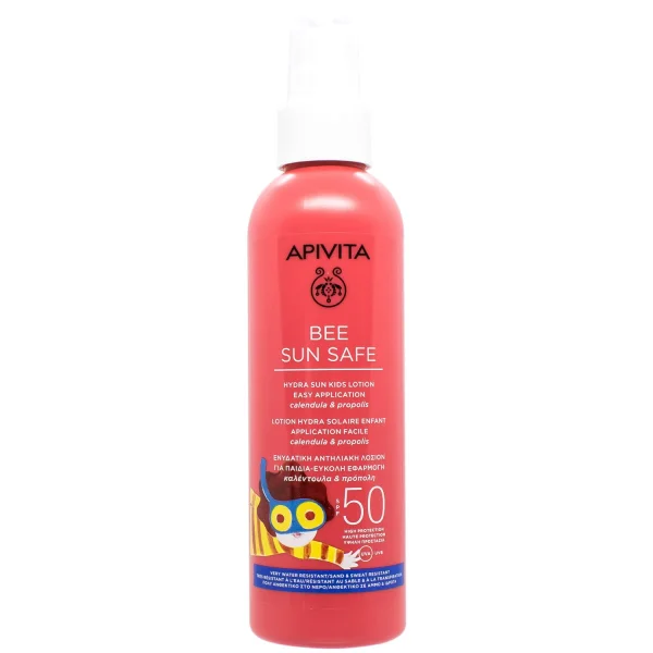 Солнцезащитный лосьон Апивита Би Сан Сейф (Apivita Bee Sun Safe) для детей СПФ50, 200 мл