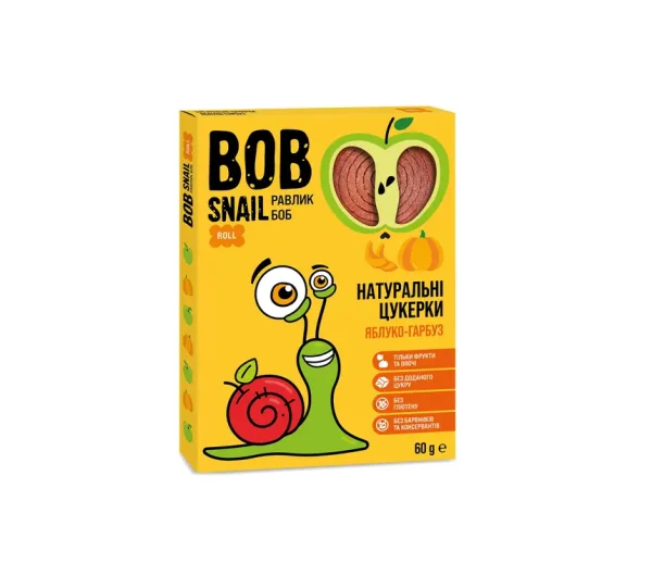 Цукерки Bob Snail (Равлик Боб) яблуко-гарбуз, 60 г