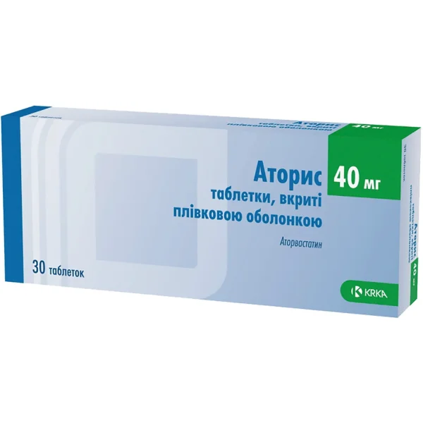 Аторис таблетки вкриті плівковою оболонкою по 40 мг, 30 шт.