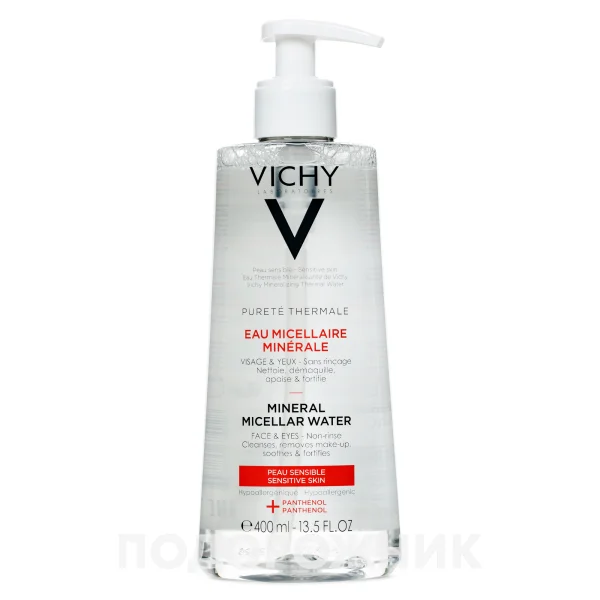 Вода міцелярна для обличчя та очей Vichy (Віши) Purete Thermale (Пюрте Термаль) очищуюча для чутливої шкіри, 400 мл