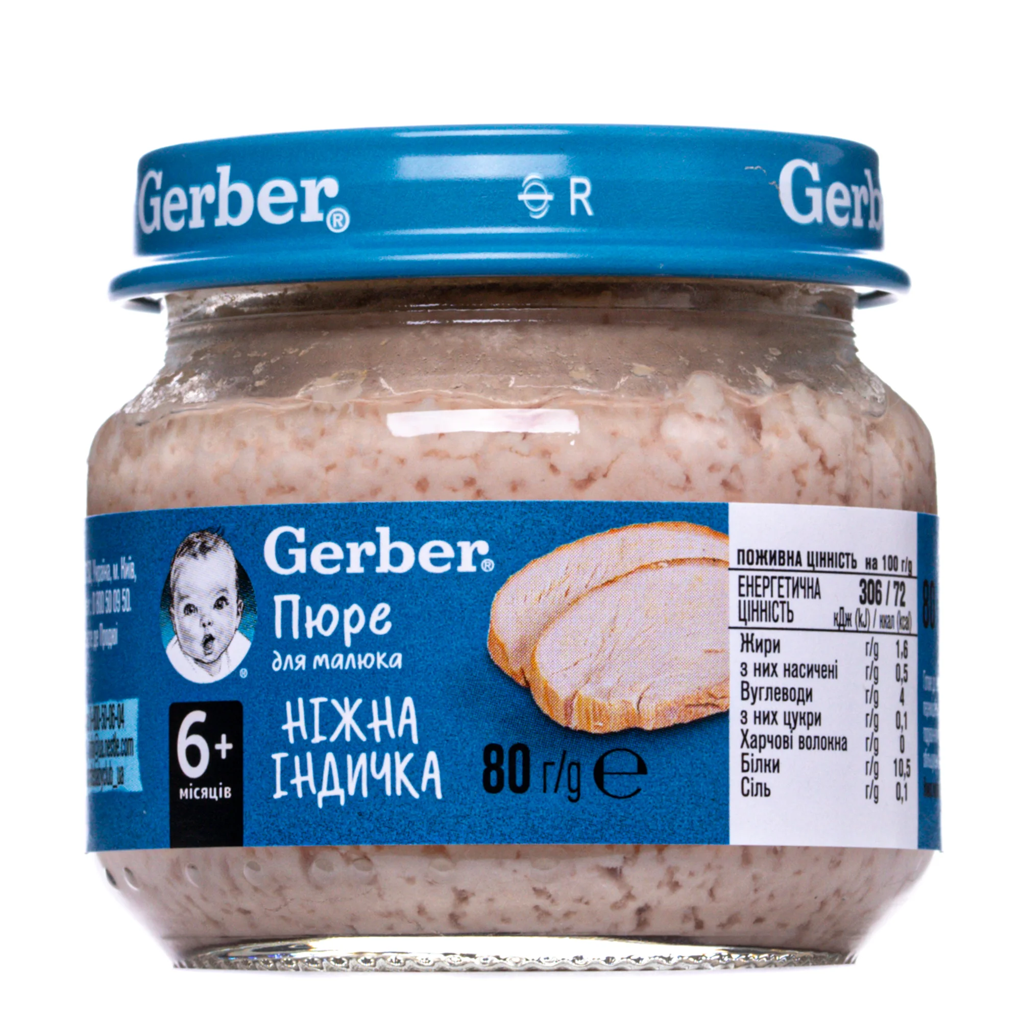 М’ясне пюре Гербер (Gerber) ніжна індичка, 80 г