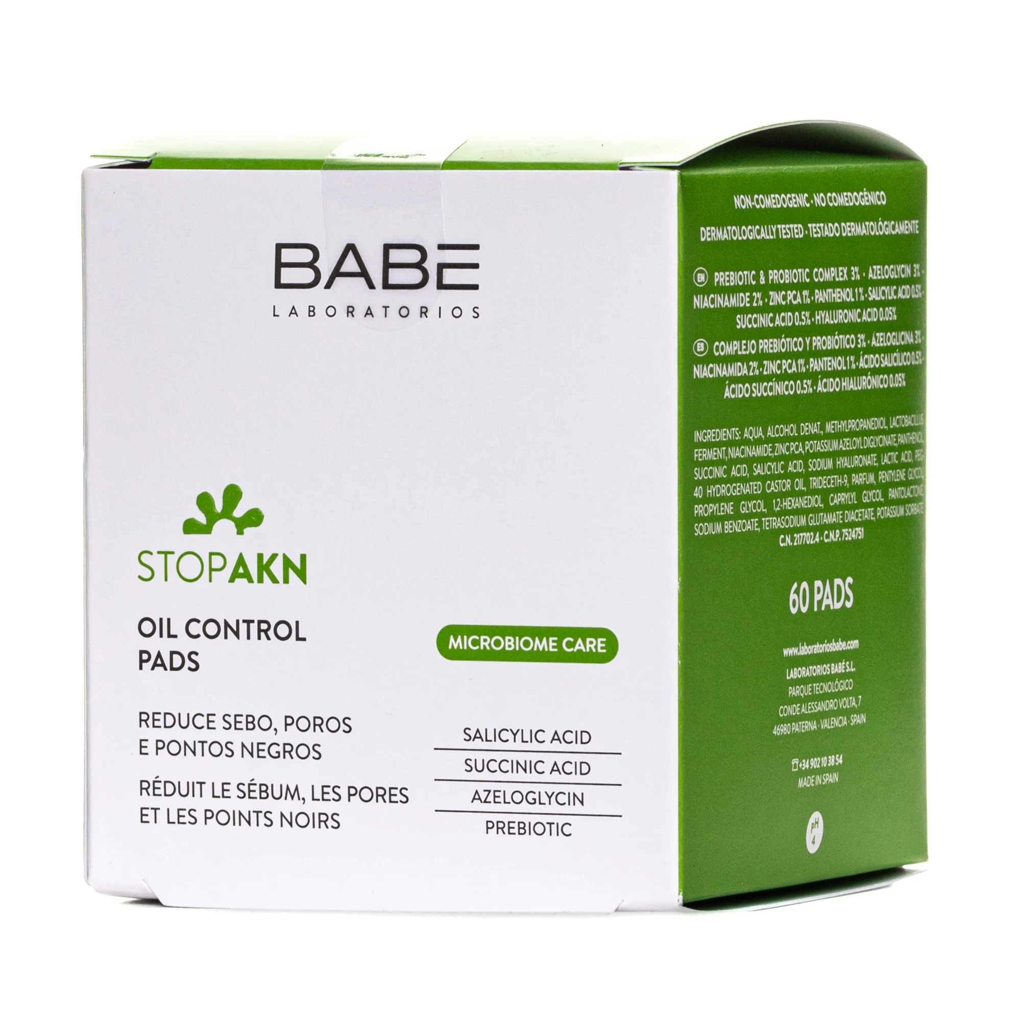 Диски-пади тонізуючі Babe Laboratorios (Бабе) Stop AKN Контроль жирності і звуження пор, 60 шт.