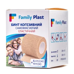 Бинт когезивний Family Plast (Фемелі Пласт) самофіксуючийся, 6 см*4 м