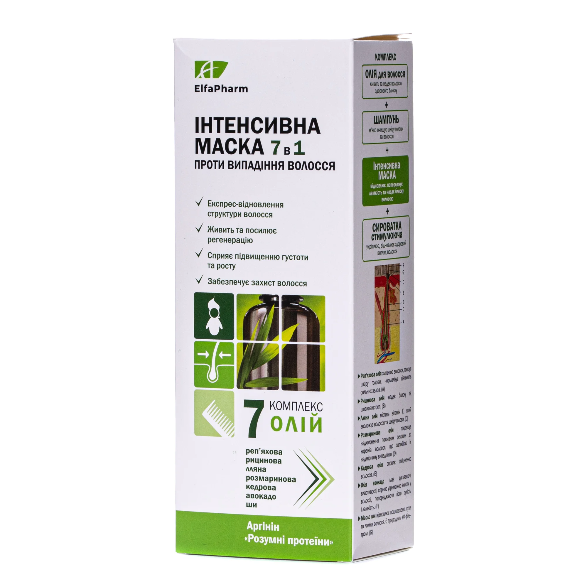 Маска для волосся Elfa Pharm (Ельфа фарм) 7 олій, інтенсивна, 7в1, 200 мл