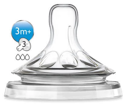 Соска силіконова Avent (Авент) Natural 3 отвори, від 3 місяців, 2 шт.