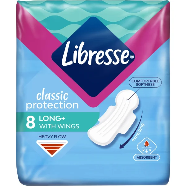 Прокладки гігієнічні жіночі Libresse Classic Protection Long (Лібрес Класік Протекшн Лонг), 8 шт.
