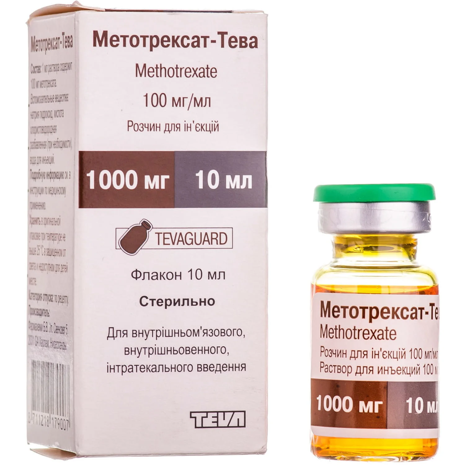Метотрексат-Тева розчин для ін’єкцій 100 мг/мл 1000 мг, 10 мл