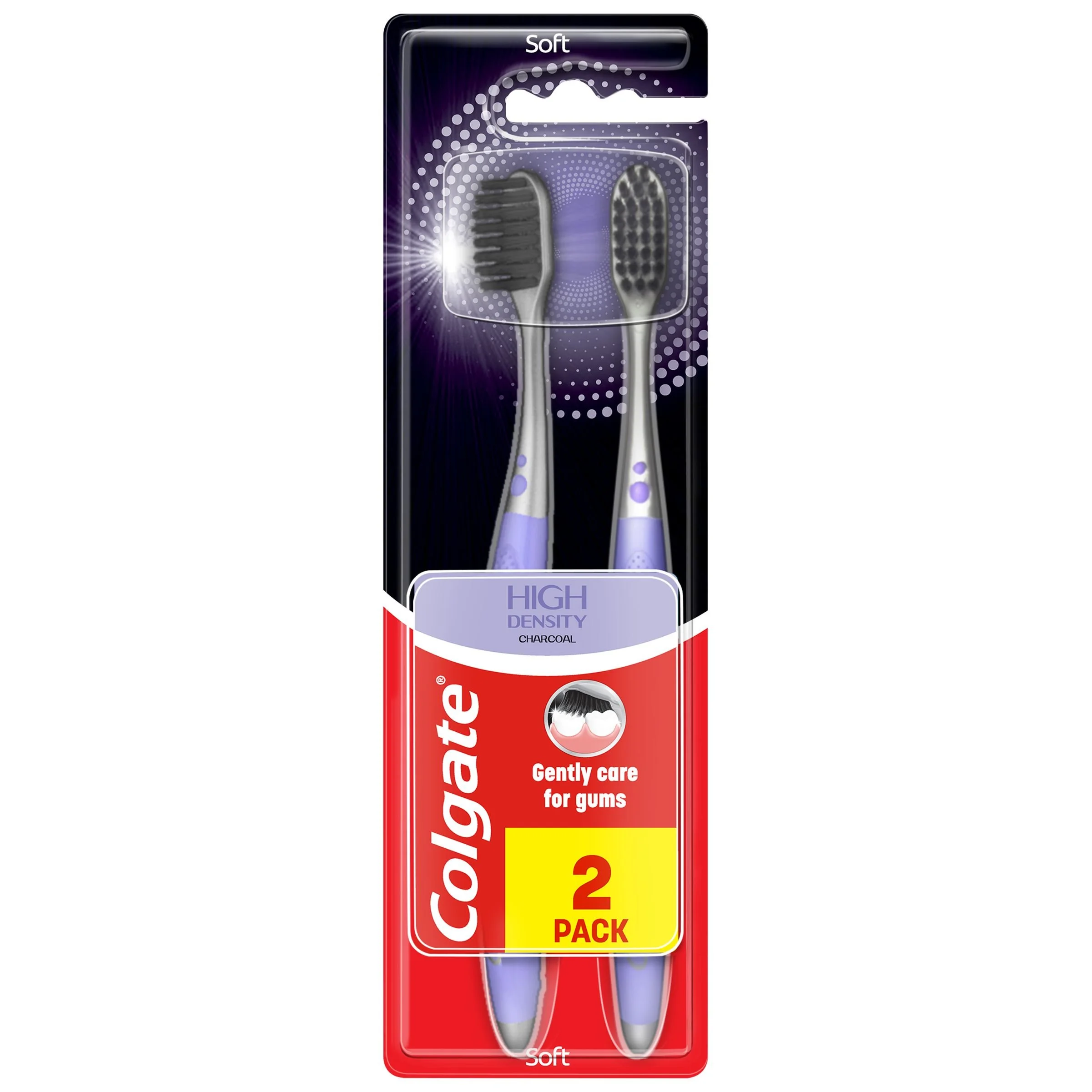 Зубна щітка Колгейт (Colgate) High Density чорне вугілля, середньої жорсткості, 1+1 шт.