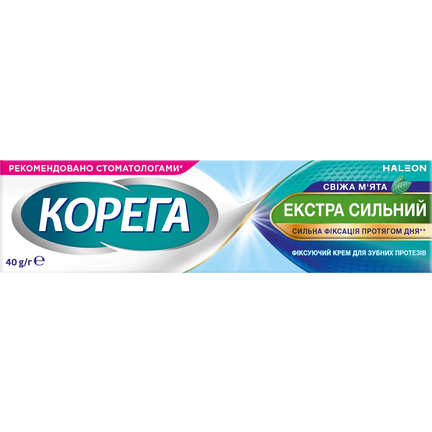 Крем для фіксації зубних протезів Корега Екстра Сильний свіжа м'ята, 40 г