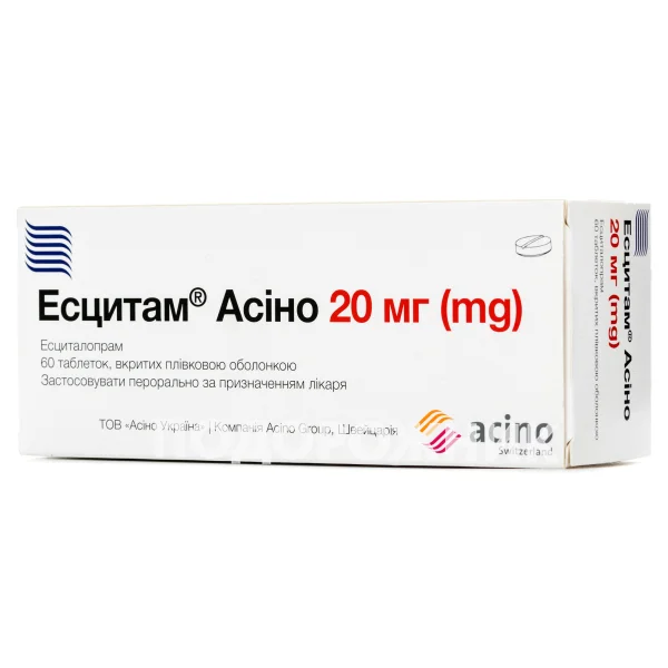 Есцитам Асіно таблетки по 20 мг, 60 шт.