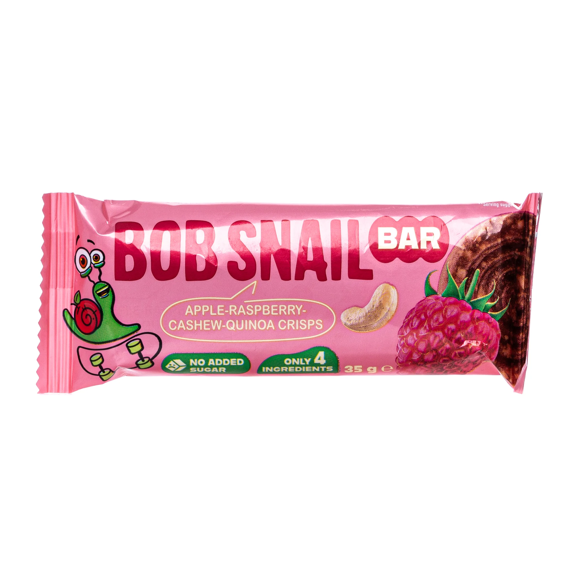 Батончик фруктово-ягідно-горіховий Bob Snail (Равлик Боб) яблуко-малина-кеш’ю-кріспи кіноа, 35 г