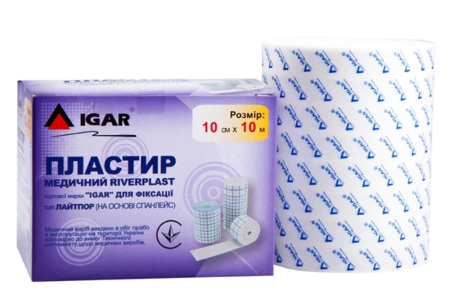 Пластир медичний IGAR (Ігар) RiverPlast тип Лайтпор, спанлейс, 10 см*10 м, 1 шт.