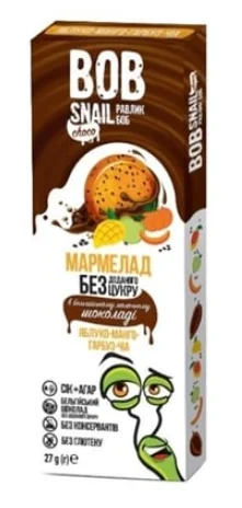 Marmalade Snail Bob (Bob Stail) Blouco-Mango-Harbuz-Chia в бельгийском молочном шоколаде, 27 g
