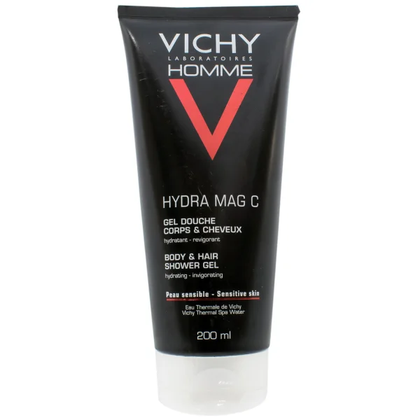Гель для душа для тела и волос Vichy (Виши) Homme Hydra Mag C (Ом Гидра Маг С) для мужчин, увлажняющий тонизирующий, 200 мл