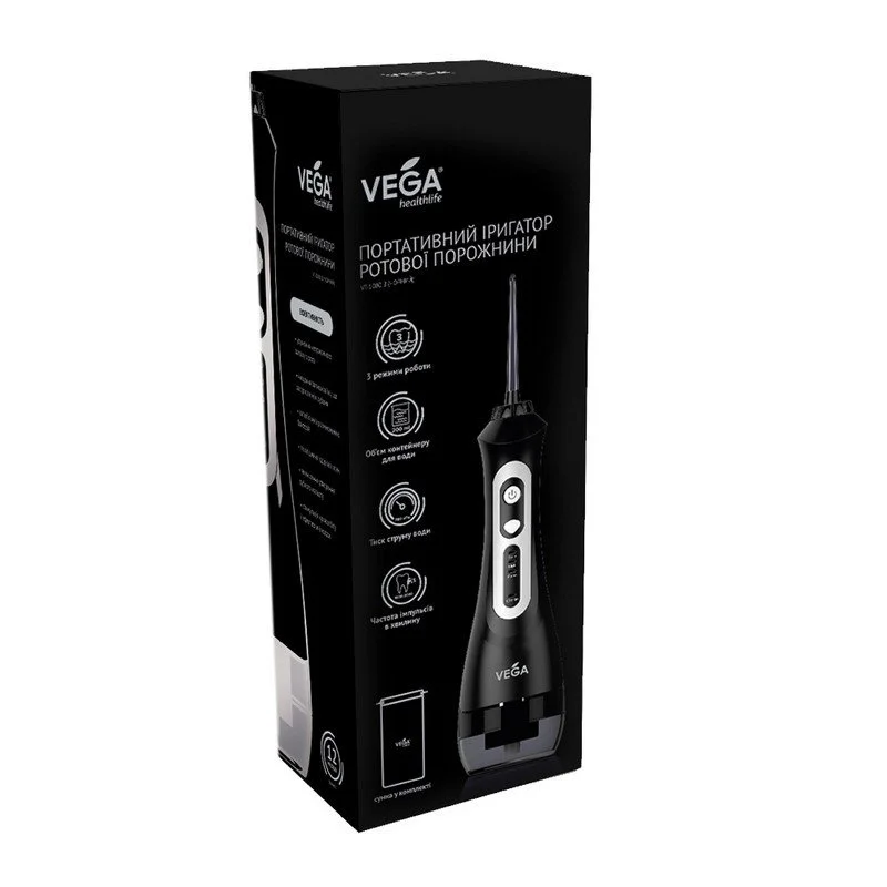 Іригатор Vega VT-1000 B портативний чорний, 1 шт.