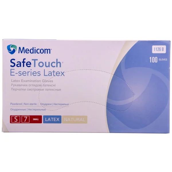 Перчатки латексные припудренные нестерильные Medicom Сейфтач (Safe-Touch) S, 1 пара