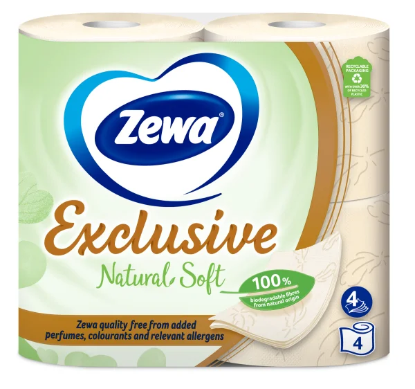 Туалетний папір Zewa (Зева) Natural Soft 4-шаровий, 4 рулони