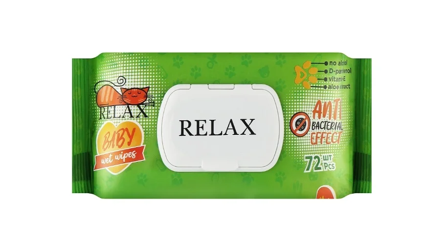 Вологі серветки Relax (Релакс) Антибактеріальний ефект з клапаном, 72 шт.