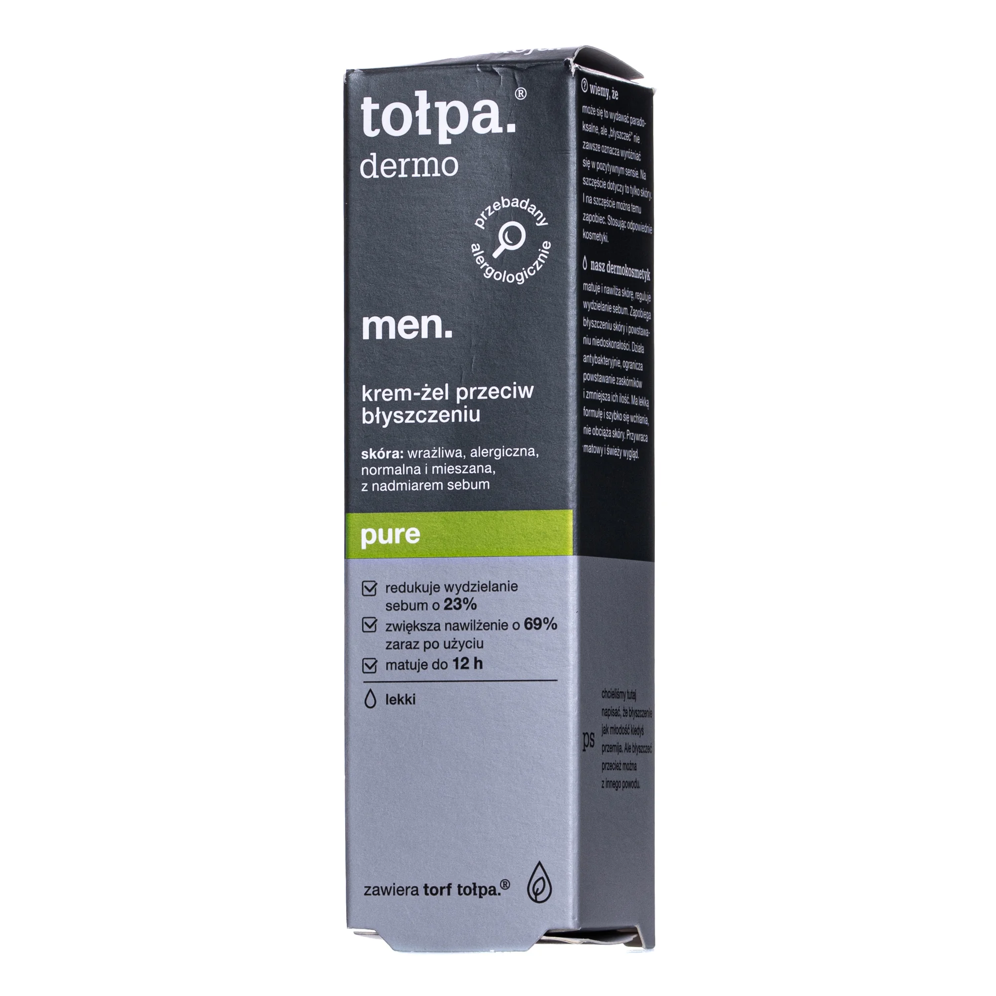 Крем-гель Tolpa (Толпа) Dermo Men Pure проти жирного блиску обличчя, 40 мл