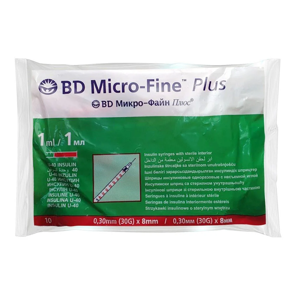 Шприц Micro-Fine (МікроФайн) інсуліновий 0,3 мл U-40 G30 х 8 мм, 10 шт.
