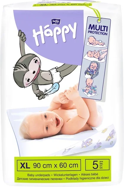 Пелюшки Bella Happy (Хеппі) одноразові поглинаючі 60 см х 90 см, 5 шт.
