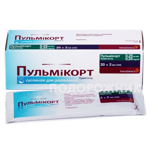 Пульмикорт суспензия для ингалятора по 0,25 мг/мл, 2 мл, 20 шт.