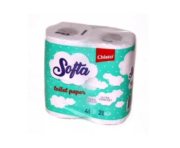 Туалетний папір Chisto Softa 2-шаровий біло-блакитн, 4 шт.