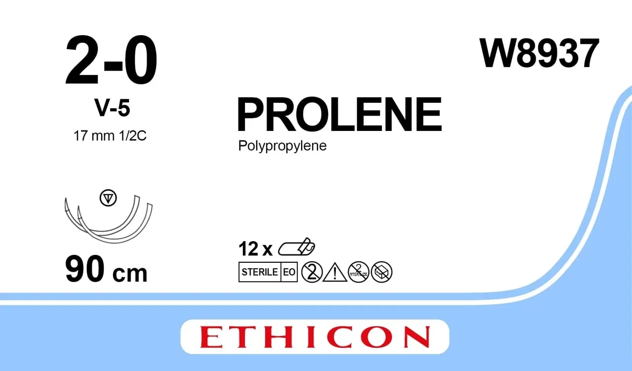Prolene (Пролен) 2 колючо-ріжуча голка TAPERCUT 2х17мм, 1/2 кола, 90см W8937, 1 шт.