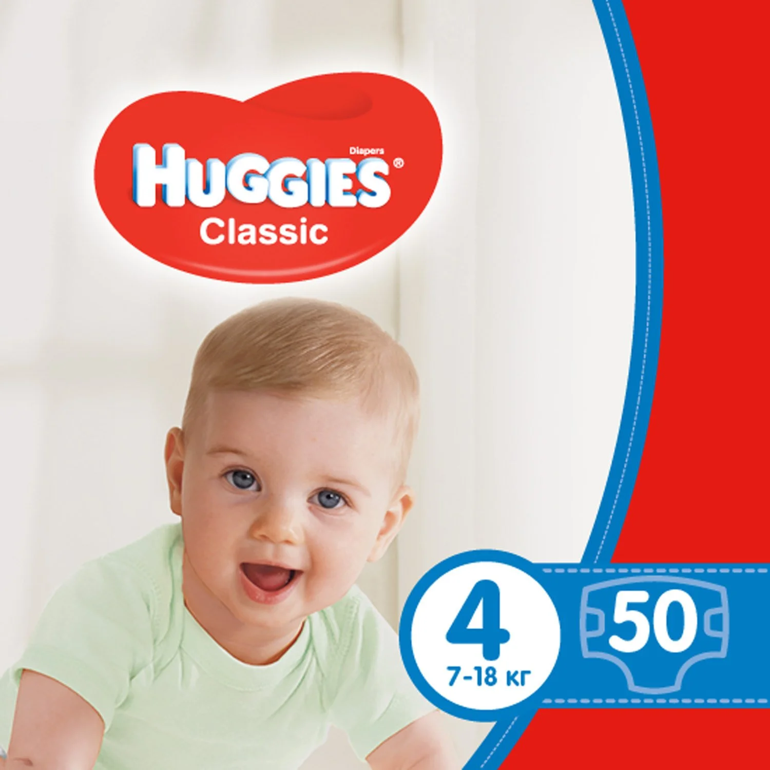 Підгузники Хагіс Класік (Huggies Classic) Джамбо, розмір 4 (7-18 кг), 50 шт.
