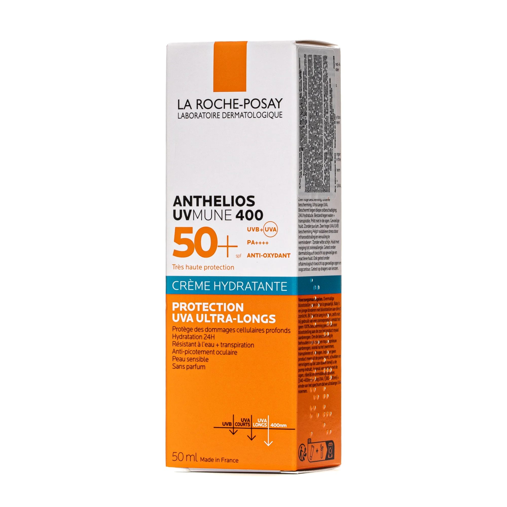 Сонцезахисний крем для обличчя La Roche-Posay (Ля Рош-Посе) Anthelios UVA 400 зволожуючий SPF 50+, 50 мл