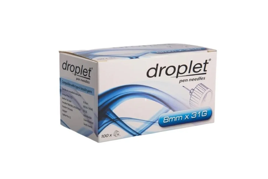 Голка для шприц-ручки Droplet (Дроплет) G31 (8 х 0,25 мм), 100 шт.
