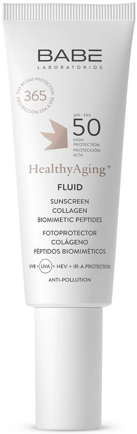Сонцезахисний флюїд Babe Laboratorios (Бабе Лабораторіос) Healthy Aging SPF50 з коллагеном і пептидами, 40 мл