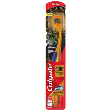 Зубна щітка Colgate (Колгейт) 360° Голд з деревним вугіллям, 1 шт.