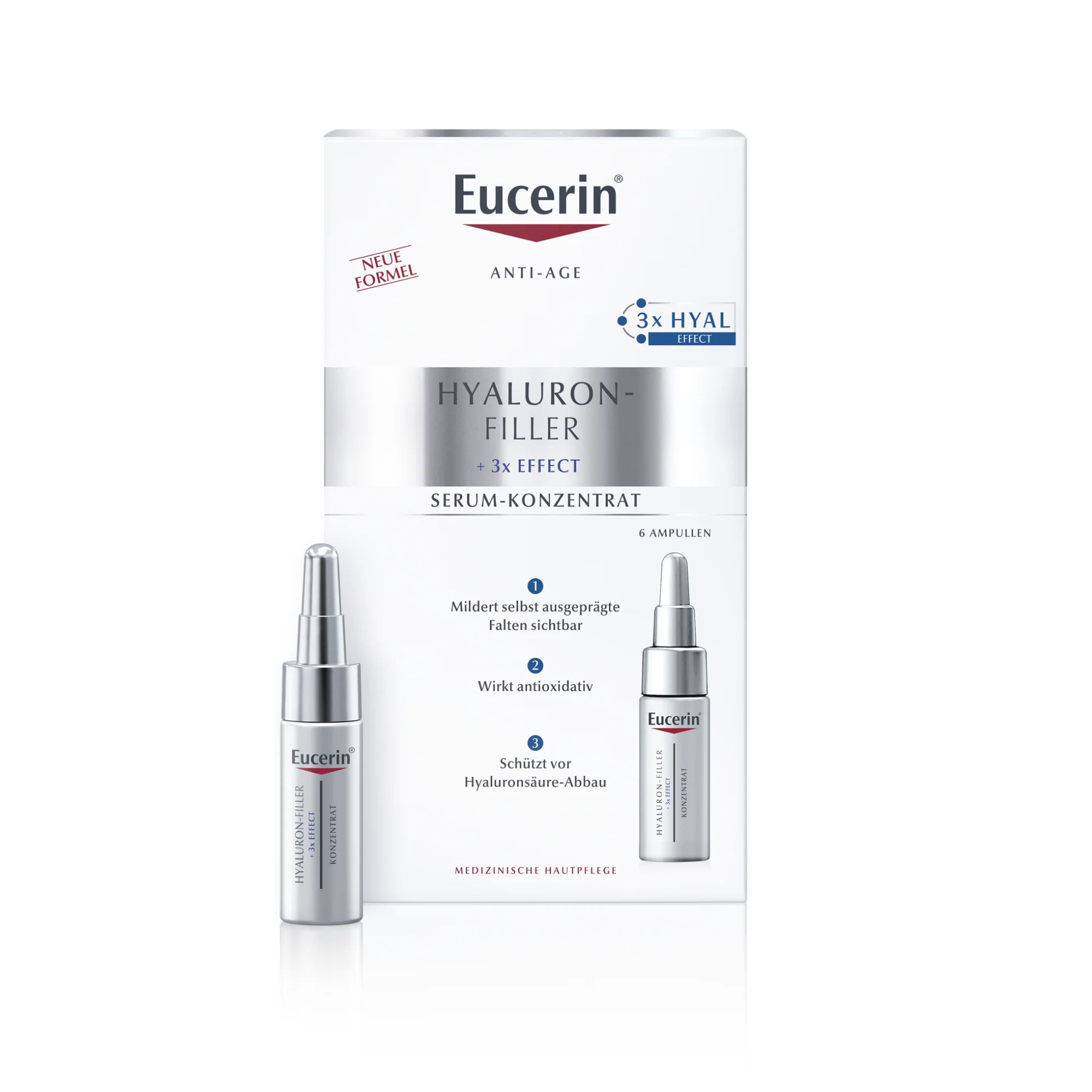 Концентрованний догляд у ампулах Eucerin (Юцерин) Hyaluron-Filler проти глибоких зморщок, 6 х 5 мл