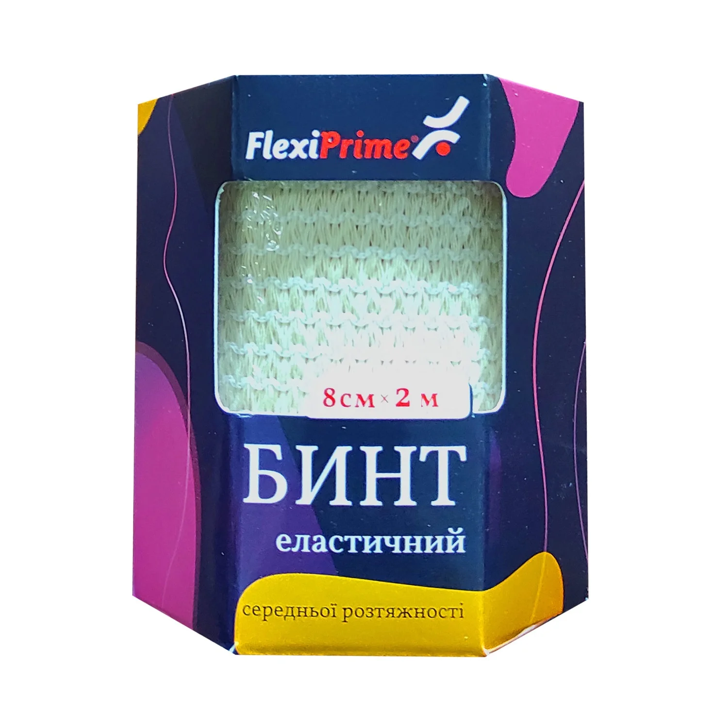 Бинт еластичний FlexiPrime (ФлексіПрайм) середньої розтяжності, розмір 8 см*2 м, 1 шт.