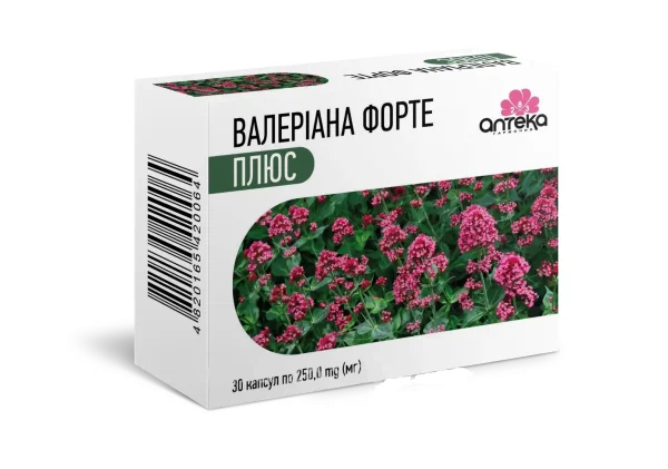 Валеріана форте плюс капсули по 250 мг, 30 шт.