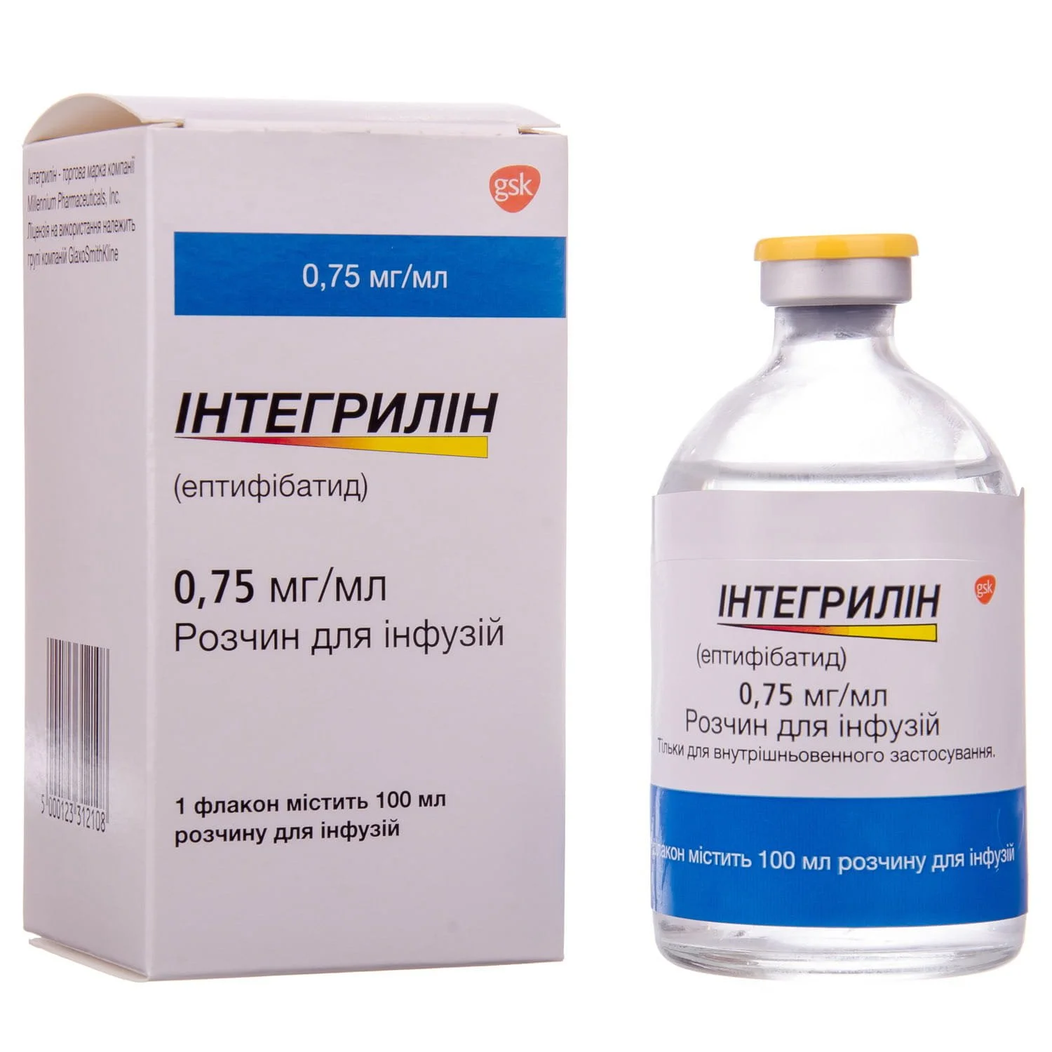 Інтегрилін розчин для інфузій 0,75 мг/мл, 100 мл