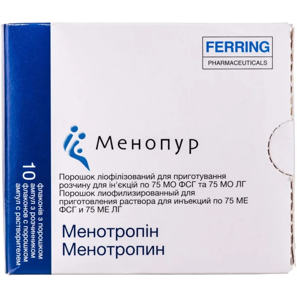 Менопур порошок для раствора для инъекций по 75 МЕ, 10 шт.