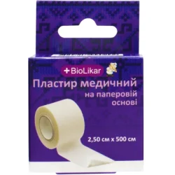 Пластир на паперовій основі розмір 2,5х500 см, 1 шт.