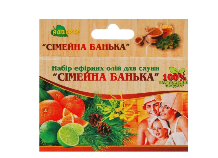 Набір ефірних олій Адверсо для сауни та лазні «Сімейна банька», 4*5 мл