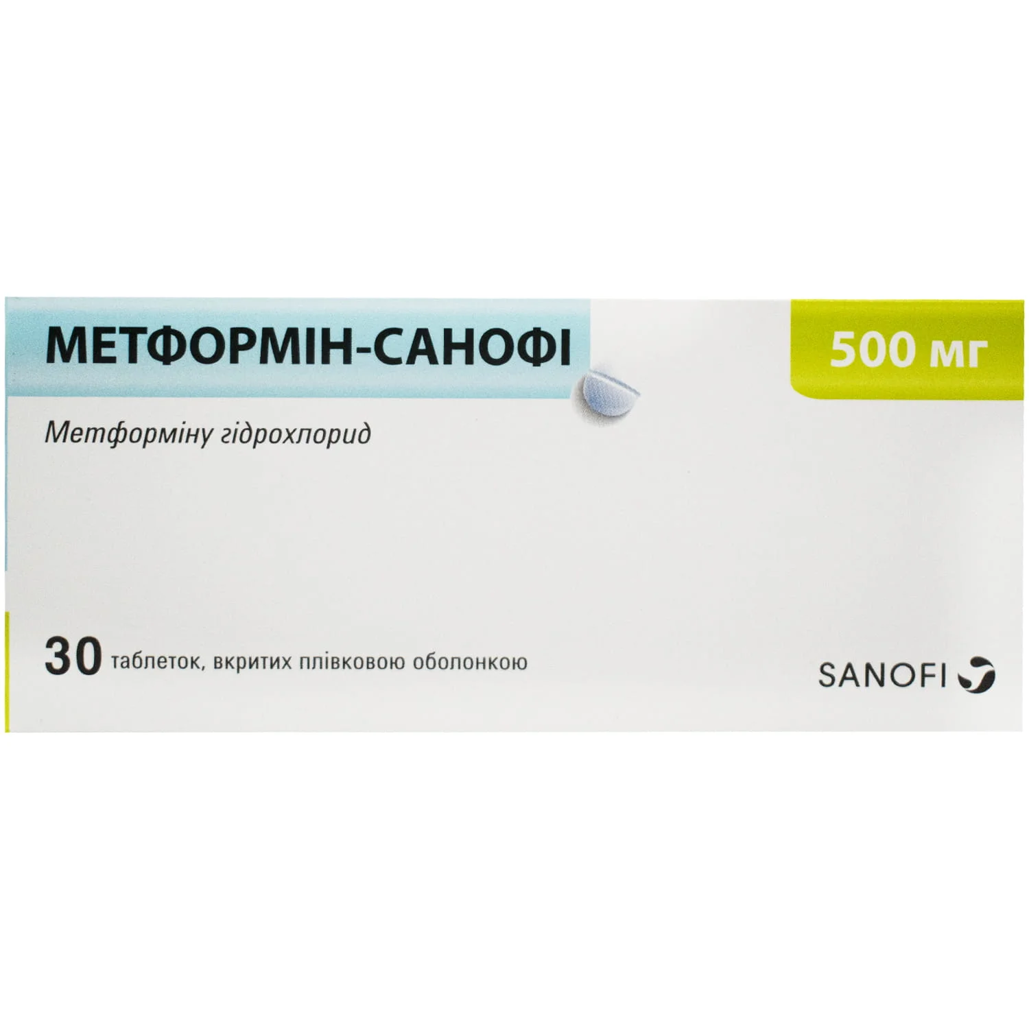 Метформін-Санофі таблетки по 500 мг, 30 шт.