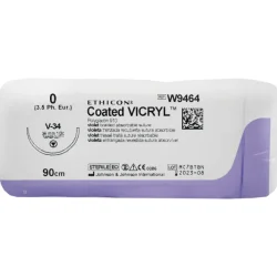 Vicryl (Вікрил) Plus 0 антибактеріальна колючо-ріжуча ігла 36 мм 1/2 колу 90 см, 1 шт.