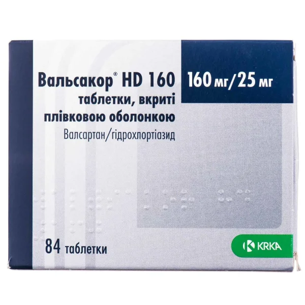 Вальсакор НD 160 таблетки по 160 мг/25 мг, 84 шт.